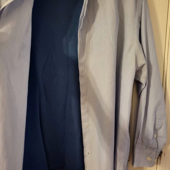 Perry Ellis Portfolio Blue and White Pin-Striped Shirt Sz 16 w/32 X 33 - Picture 7 of 9